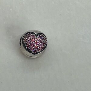 Pandora Sterling Silver Pink CZ Pave Love of My Life Heart Clip Charm 791053CZS